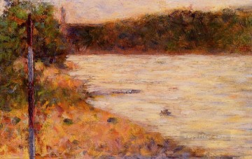 ジョルジュ・スーラ Painting - アニエールのセーヌ川の岸辺 1883
